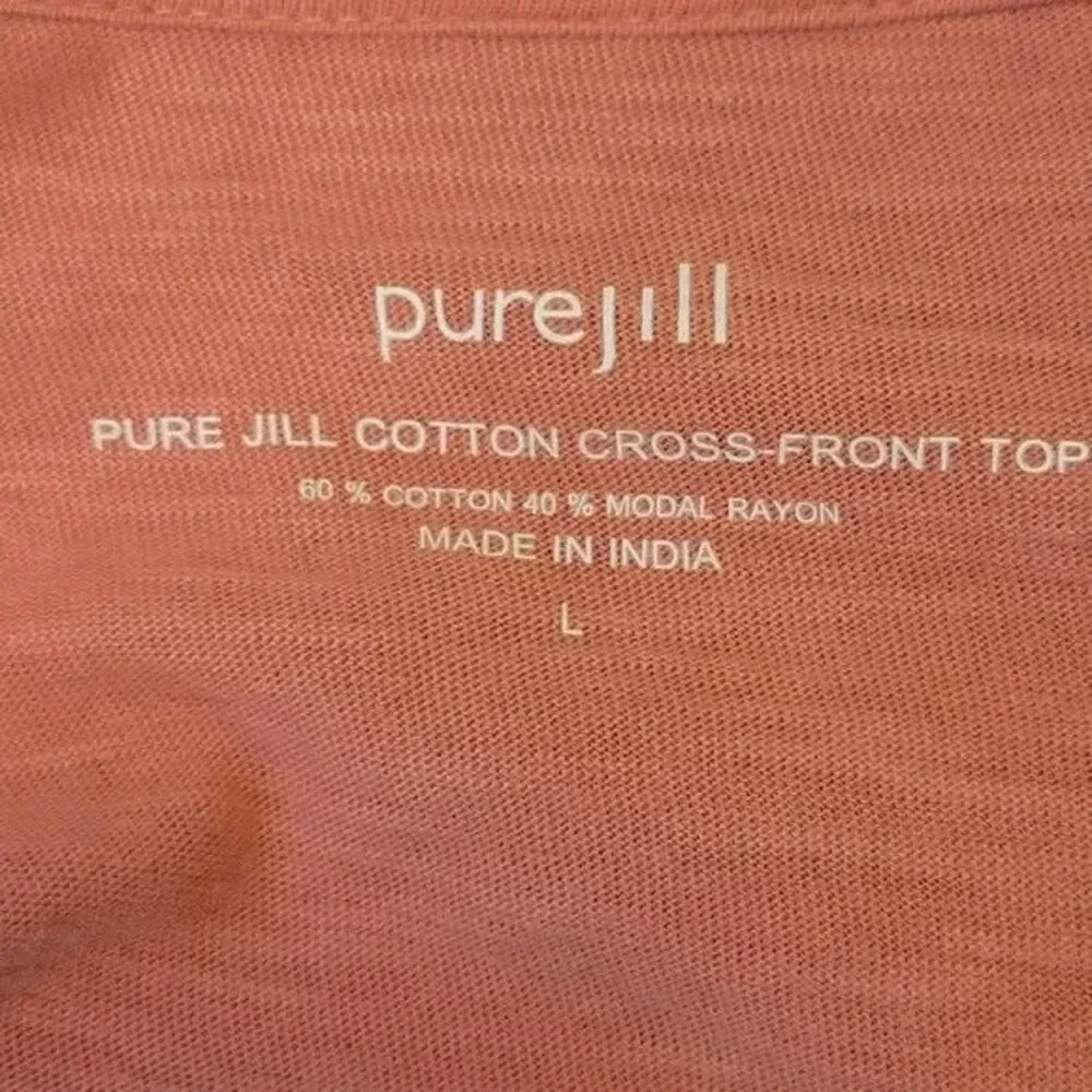 Pure Jill Large top faux wrap button v-neck flowy modal stretch blouse shirt